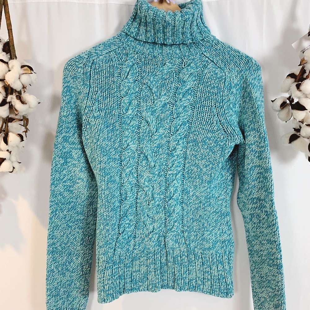 Aqua Wool & Cashmere Blend Turquoise Sweater